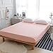 BuLuTu Cotton Deep Pocket Solid Fitted Bed Sheet Queen Pink-Breathable, Premium,Durable and Comfortable,Single Fitted Sheet Without Pillowcases