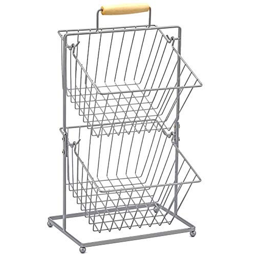 EZOWare 2Tier Fruits Vegetables Basket Bowl Holder, Kitchen Countertop