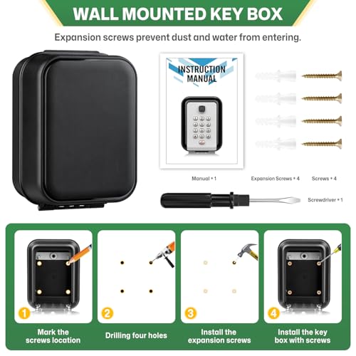 Outdoor Waterproof Key Box Combination Key Box Key Box with Code Large Security Box for Keys Wall for Home School Factory