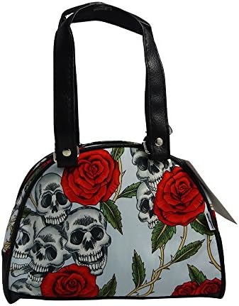 Fashionable Canvas Shoulder Bag or Hand Bag with Skull Calavera purse