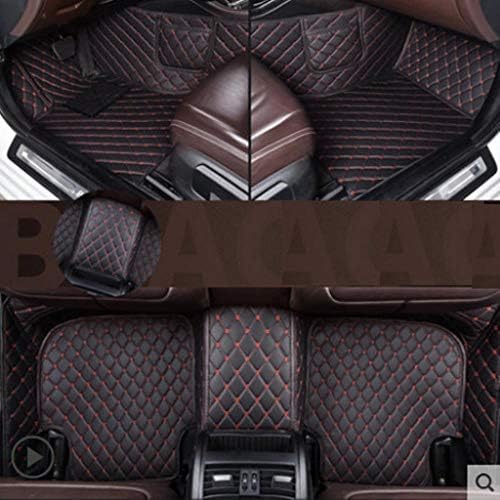 MZLJL Car foot Mats,Leather car floor mats for Ford explorer 2006-2013 2014-2016 2017 2018 Custom auto foot Pads automobile carpet cover,Black with red