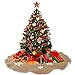 AerWo Snowflake Tree Skirt Ornaments Rustic Burlap Christmas Tree Skirts Xmas Tree Decoration Christmas Party Supplies 30 inch 2.5ft