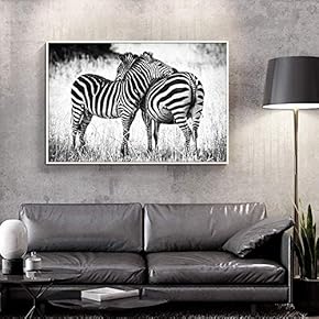 Floating Framed Canvas Wall Art for Living Room, Bedroom Black and White Wild Animal Canvas Prints for Home Decoration Ready to Hang - 16x24 inches