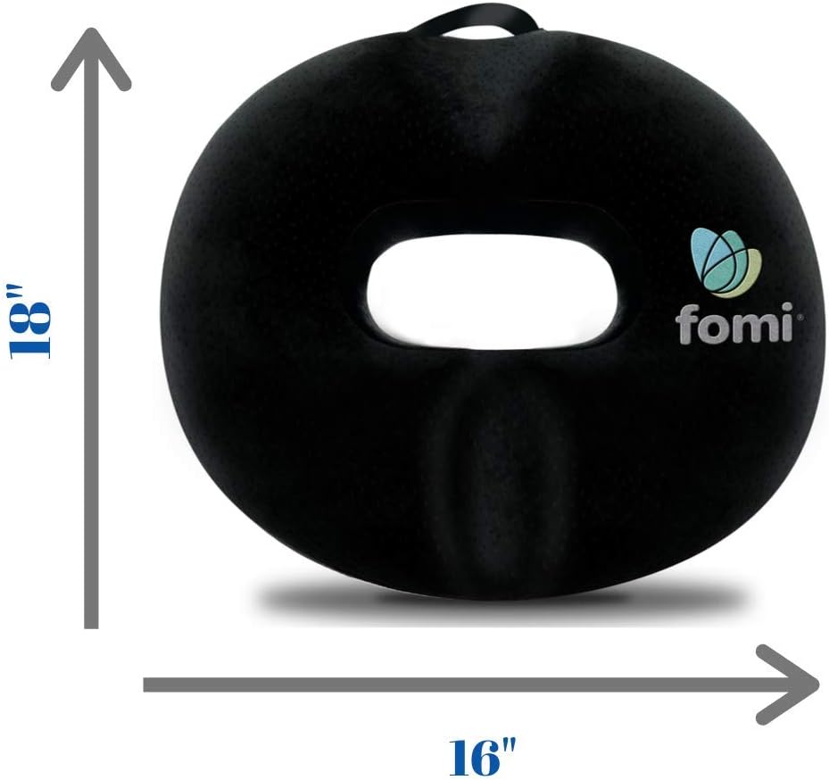 FOMI Extra Thick Donut Memory Foam Seat Cushion Care | 18" x 16" x 3.5" | Large Tailbone Pillow for Car, Truck, Office Chair, Wheelchair | Back, Bed Sores, Coccyx, Hemorrhoid, Sciatica Pain Relief: Home & Kitchen