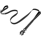Strong Heavy Duty Dog Leash - 6ft Reflective Nylon Training Leash with Soft Padded Double Handle & Auto Lock Frog Clip - Safety Traffic Control for Large Medium Small Dogs No Pull Walk Black Black,6ft