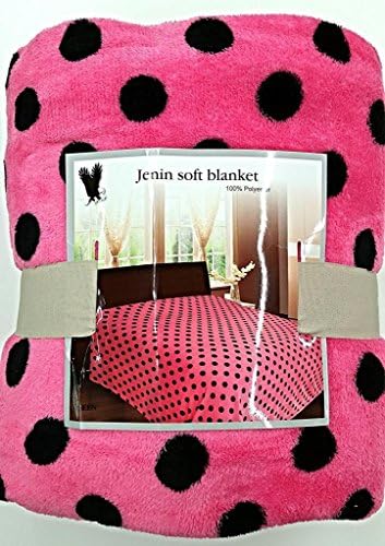 Soft Fleece Blanket Queen Safari Zebra Giraffe Animal Print Microfiber Throw/Pink polka dot
