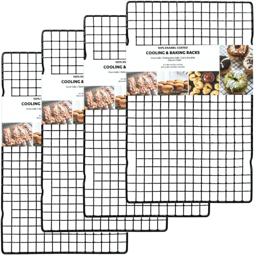 Set of 4 Cooling Racks for Baking, Small Quarter Grid, Heavy Duty Enamel Coating Cooling Racks