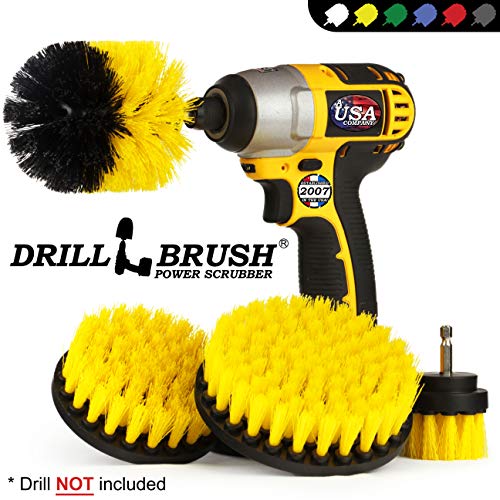 Drillbrush 4 Piece Nylon Power Brush Tile and Grout Bathroom Cleaning Scrub Brush Kit - Drill Brush Power Scrubber Brush Set - Power Scrubber Drill Brush Kit- Power Brush Drill Attachment