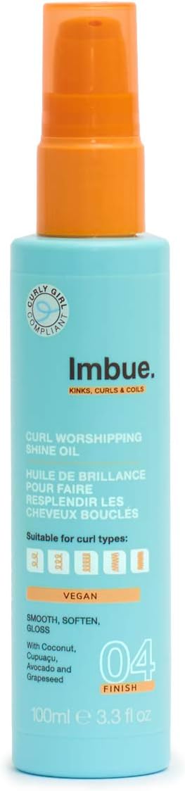 Imbue Curl Worshipping Shine Hair Oil Serum - Vegan and Curly Girl Method Compliant, 100ml, Transparent, 100 ml (Pack of 1)