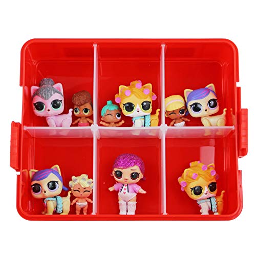 Bins & Things Stackable Toys Organizer Storage Case Compatible with LOL Surprise Dolls, LPS, Shopkins, Tsum Tsum and Lego - Portable Adjustable Box w/Carrying Handle