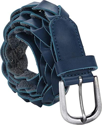 Women's Braided Hand Made Casual PU Leather Belt (Blue, Free Size)