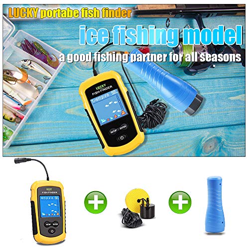 Lucky Portable Fish Finder Détecteur De Poissons Dispositif Portatif Détecteur De Profondeur Pour Bateau Kayak Canoë Ponton Jon Bateau Jet Ski Flotteur Tubes Sondeur Pour La Pêche Sur Glace Surf Pêche