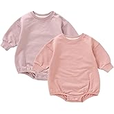 Elaowoho Baby Boy Bubble Romper Organic Cotton Solid Long Sleeve Oversized Sweatshirt Romper Newborn Fall Winter Clothes