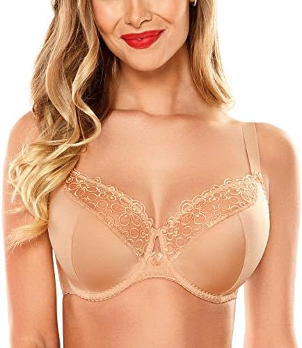 Vivisence Sophie 1006 Underwired Semi Padded Bra Floral Lace Adjustable Non Removable Straps - Made in EU Black