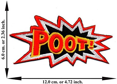 "Poot ! Patch" Iron on Patch 2.36"x4.72" Appliques Hat Cap Polo Backpack Clothing Jacket Shirt DIY Embroidered Iron on / Sew on Patch