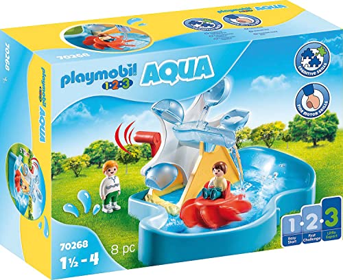 Playmobil 1.2.3 70268 Carrousel Aquatique - avec Deux Personnages et Un Carroussel D'Eau - Mes Premiers Apprendre En S'Amusant - pour Les Tout-Petits 18-36 Mois