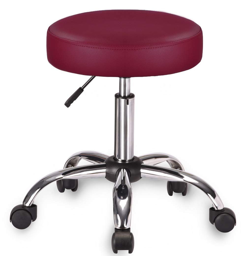 Amolife Multi-Purpose Hydraulic Adjustable Round Chair Drafting Rolling Swivel Stool with Wheels and Soft Padding for Home Office Beauty Barber Salon Medical Tattoo Vanity Massage Facial Spa in Brown: Beauty