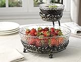 Elegant Home Chip and Dip 2 Tier Server on Antique Stand Iron Metal Stand