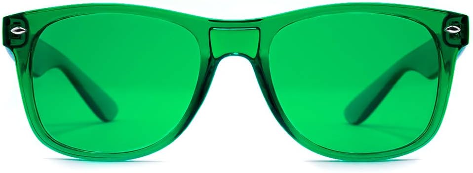 Green Color Therapy Mood Glasses by Purple Canyon | Migraine Glasses Light Therapy Chakra Healing Glasses Chromotherapy Green Colored Lenses: Health & Personal Care