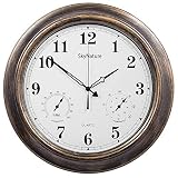 SkyNature Outdoor Clocks, 18 Inch Large Indoor Outdoor Wall Clock Waterproof with Temperature and Humidity