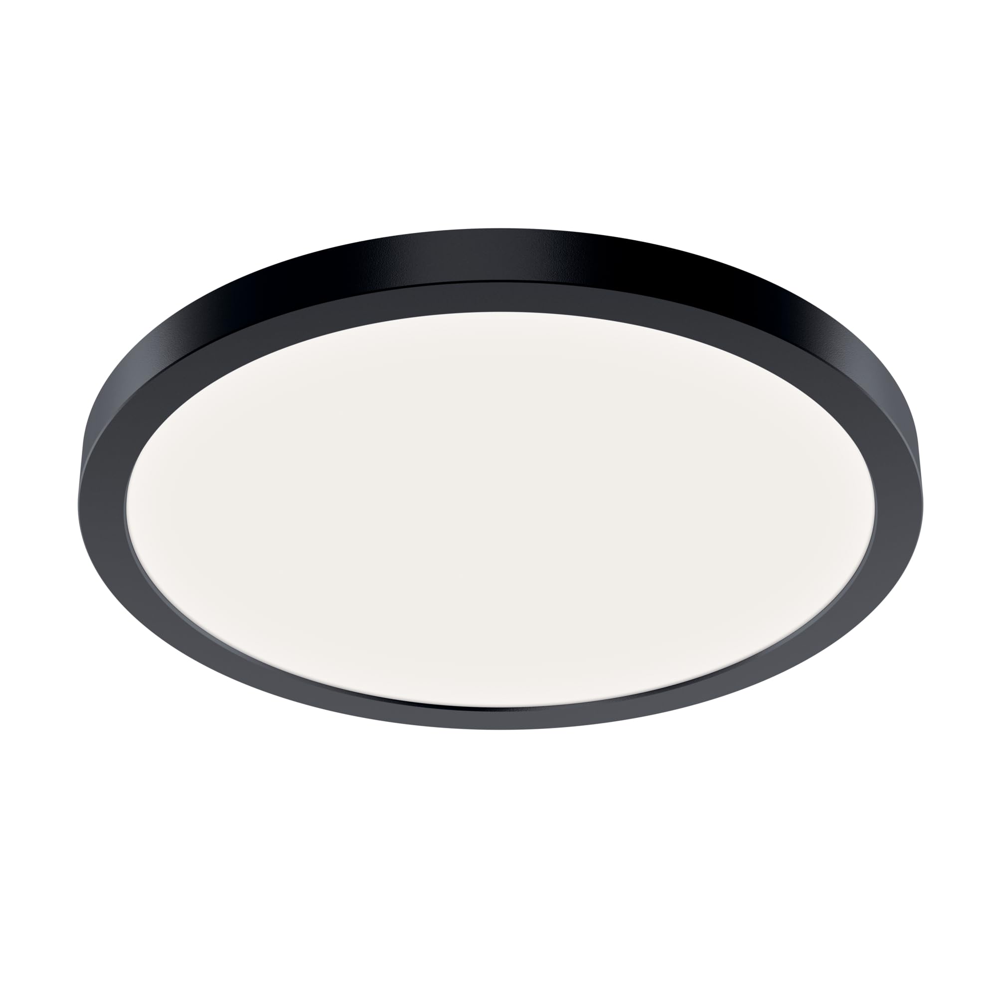 Photo 1 of Kichler Ara 11.25" Modern Minimal Round LED Flush Mount in Black, for Damp Indoor Locations, Main Light Source, Integrated LED, Edge-Lit Technology, 1600 Lumens, Dimmable to 10%, 53011BK30