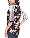 KISSOURBABY Women Casual Striped Floral Print Tops 3 4 Sleeve Round Neck Blouse Shirt(Color 1,US 12-14)