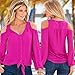 Sunward(TM) Women Fashion Deep V Collar Strapless Chiffon Long Sleeve Shirt (Large, Hot Pink)