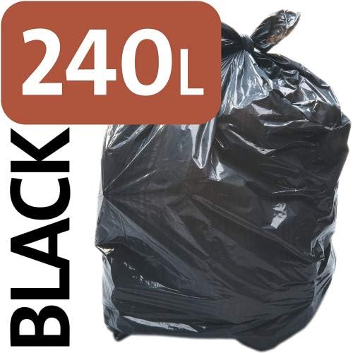 ROLL of 25 x Alina 240L Polythene Black Heavy-Duty Wheeled Bin Liner/Wheelie Refuse Bag/ENSA Compactor Sack/Heavyweight 240 Litre Black Plastic Garbage Bag (25 sacks)