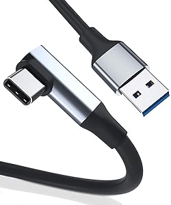 USB A to USB C Coaxial Cable (16.5 FT),USB Type C 3.1 Gen1 5Gbps Cord with Right Angle Connector End,Support High Speed Data Transfer and Fast Charging, Designed for Oculus Quest and Oculus Link