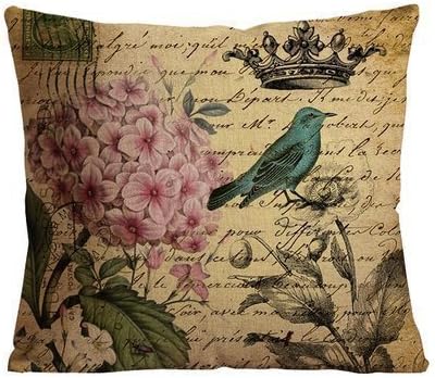 1Croninoutlet shop bird, flower, crown background Cotton Linen Decorative Throw Pillow Cover Cushion Case Pillow Case,one single side print,18x18 inch