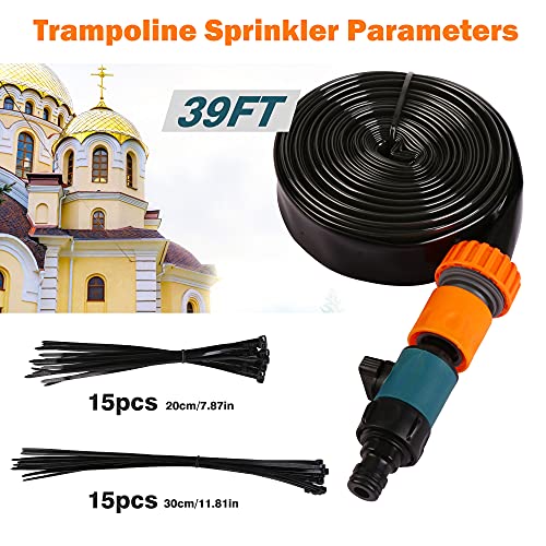 Trampolin Sprinkler, 12m Trampolin Wassersprinkler, Sommer Outdoor Trampolin Wasser Sprinkler, Trampolin Spray, Wasserpark Garten Sprinkler, Wasserspiel Trampolin Zubehör für Kinder Jungen Mädchen