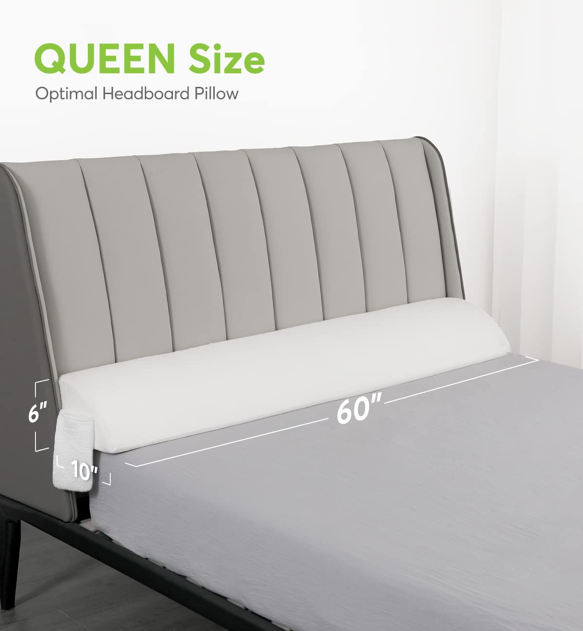 OasisSpace Bed Wedge Pillow for Headboard Gap, Queen Size (60