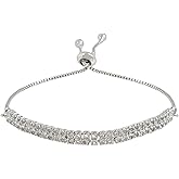 I Jewels Cubic Zirconia Classic Adjustable Tennis Charm Bracelets