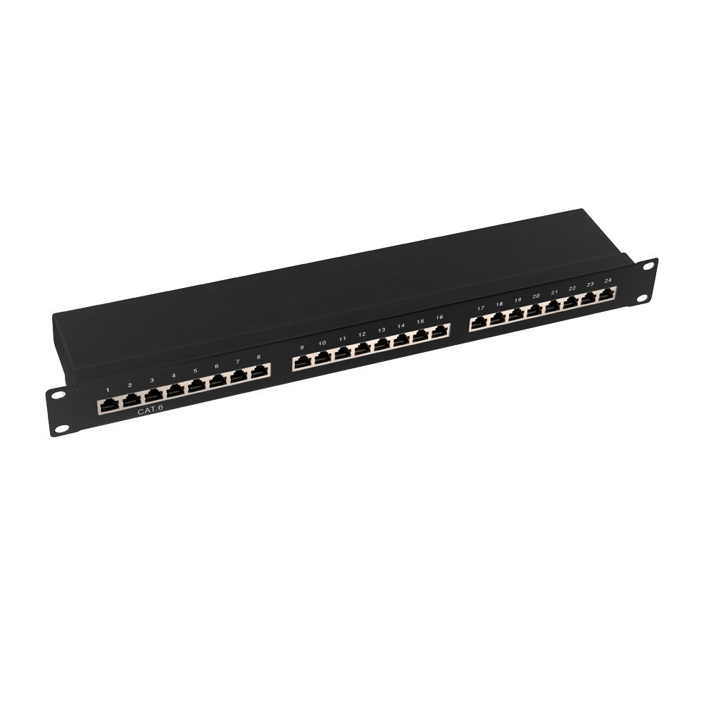 LogiLink Professional PrimeLine patch panel, 19 inch distribution panel, STP (shielded) black black 24-Port