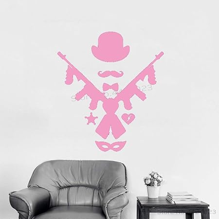 xingbuxin Tatuajes de Pared Pistola Máscara Sombrero Hombre ...