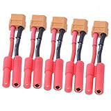 iParaAiluRy XT60 Female To HXT 4MM Male Bullet Connector / Adapter (5pcs in one package,the price is for 5pcs)
