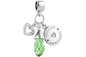 LovelyJewelry December Birthday Heart Love Simulated Birthstone Charms for Bracelets