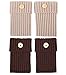 Knit Boot Socks Cuffs 2 Pack-Women Crochet Leg Warmers Winter Topper Cuff with Button(Beige,Brown)