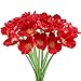 HO2NLE 20pcs Artificial Flowers Fake Wedding Bouquet Arrangements for Home Kitchen Living Room Dining Table Centerpieces Decorations Red