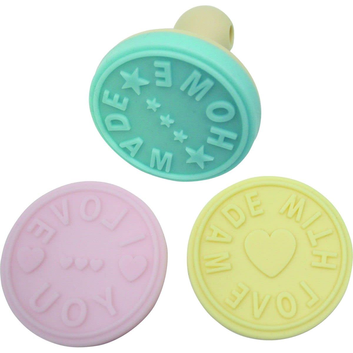 Zenker 44812 Biscuit Stamp, 3 Pieces, Silicone, Beige, Pink, Blue, 17 x 16 x 6 cm