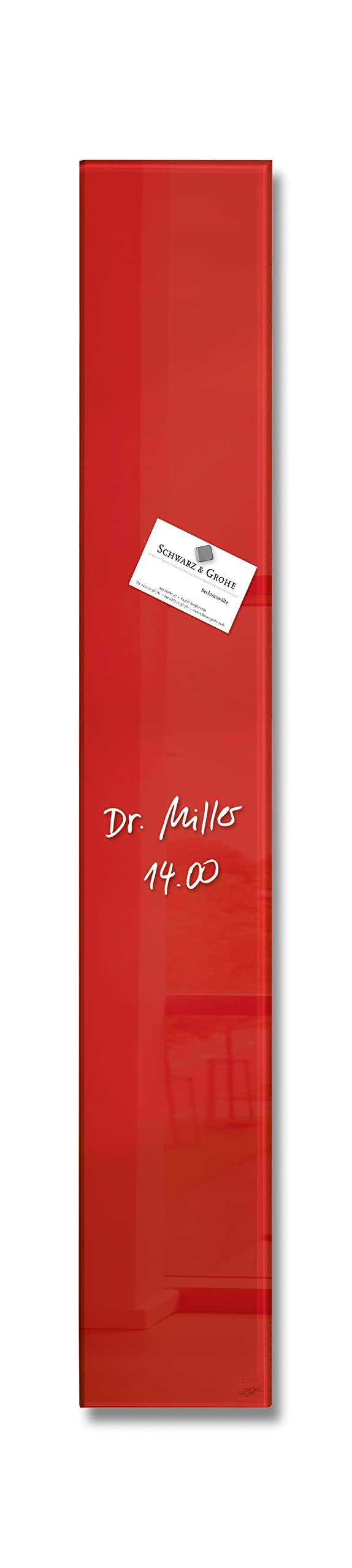 SIGEL GL104 Premium Glass magnetic Board, glossy surface, 12 x 78 cm, easy mounting, Red - Artverum