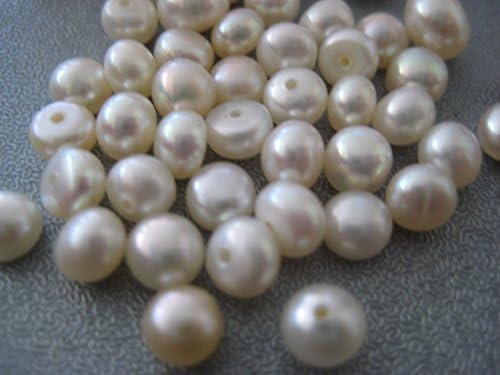 White Freshwater Half Drilled Button Pearl Beads 5mm 10pcs