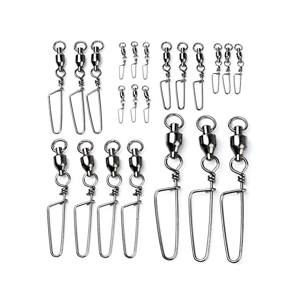 DrFish-High-Strength-Fishing-Ball-Bearing-Swivel-with-Coastlock-Snap-Welded-Ring-Saltwater-Standard-High-Strength-26Lb-to-500Lb100-Copper-Stainless-Steel-Black-Nickle-Coated
