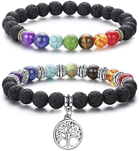 Lava Rock Bead Diffuser Bracelet Aromatherapy Chakra Tree of Life Yoga Stress Relief Bracelets