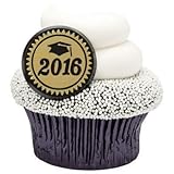 2016 Gold Foil Graduation Party Cupcake Rings - 24 pc