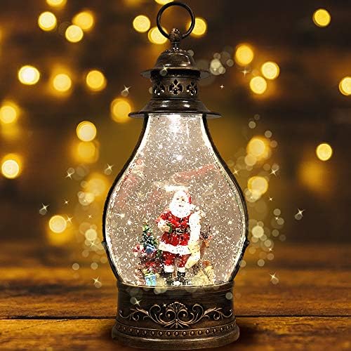 マジカルスノーマン クリスマス プレゼント Led 最安値挑戦 スノードーム オルゴール ランタンタイプ ライト 丸形 サンタクロース 粉雪が舞うライトアップ