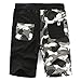 Shark Pattern Camouflage Stitching Shorts Men Drawstring Black Sports Shorts (X-Small, GreyBlack)