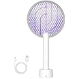 Amoszap Electric Fly Swatter Racket & Bug Zapper Racket, 2 in 1 Smart Mosquito Swatter with USB Rechargeable Base,with 4-Layer Safety Mesh,for Indoor and Outdoor