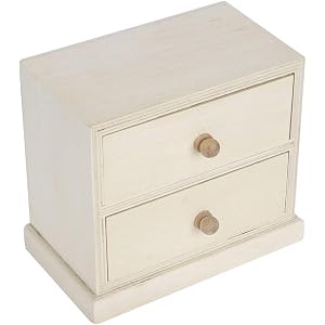 Ycauty Desktop Storage Box Cosmetics Jewelry Organizer Case with Drawers, Simple Wooden Storage for Bathroom, Bedroom, Kitche