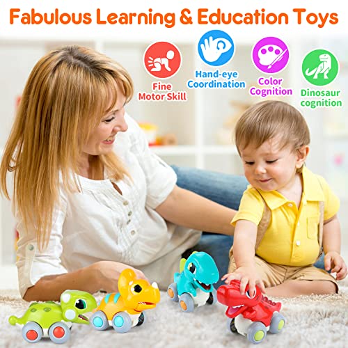 Yunaking Car Toys for 1 Year Old Boy Friction Powered Dinosaur Cars